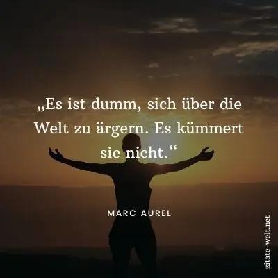 Positiv Denken Sprüche: Es ist dumm, sich über die Welt zu ärgern. Es kümmert sie nicht.